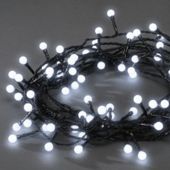 Vianon osvetlenie vonkajie, 160 LED-guliky 10mm, 12.70m, studen biele