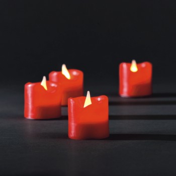 Dekorácia Malé sviečky 4ks, voskové, 4 LED, s batériou, červené