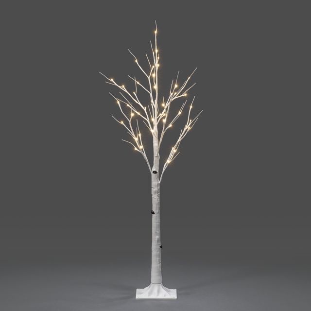 Vianočná dekorácia Breza malá, 48 teplých bielych LED, 1.2m
