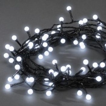 Vianočné osvetlenie vonkajšie, 80 LED-guličky 10mm, 6.32m,studené biele