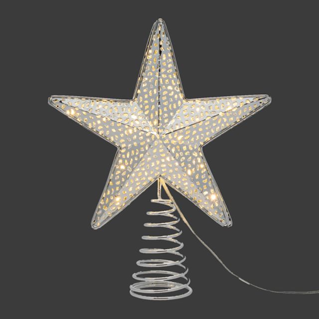 Vianočná dekorácia Hviezda na vrchol stromčeka, 15 LED,  ?18cm, časovač, teplá biela