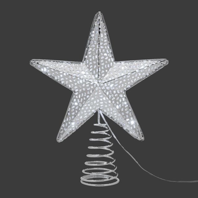 Vianočná dekorácia Hviezda na vrchol stromčeka, 15 LED,  ?18cm, časovač, studená biela