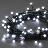 Vianon osvetlenie vonkajie, 80 LED-guliky 10mm, 6.32m,studen biele