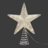 Vianoèná dekorácia Hviezda na vrchol stromèeka, 15 LED,  ?18cm, èasovaè, teplá biela